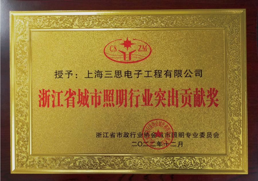 浙江省城市照明行業（yè）突出（chū）貢獻（xiàn）獎